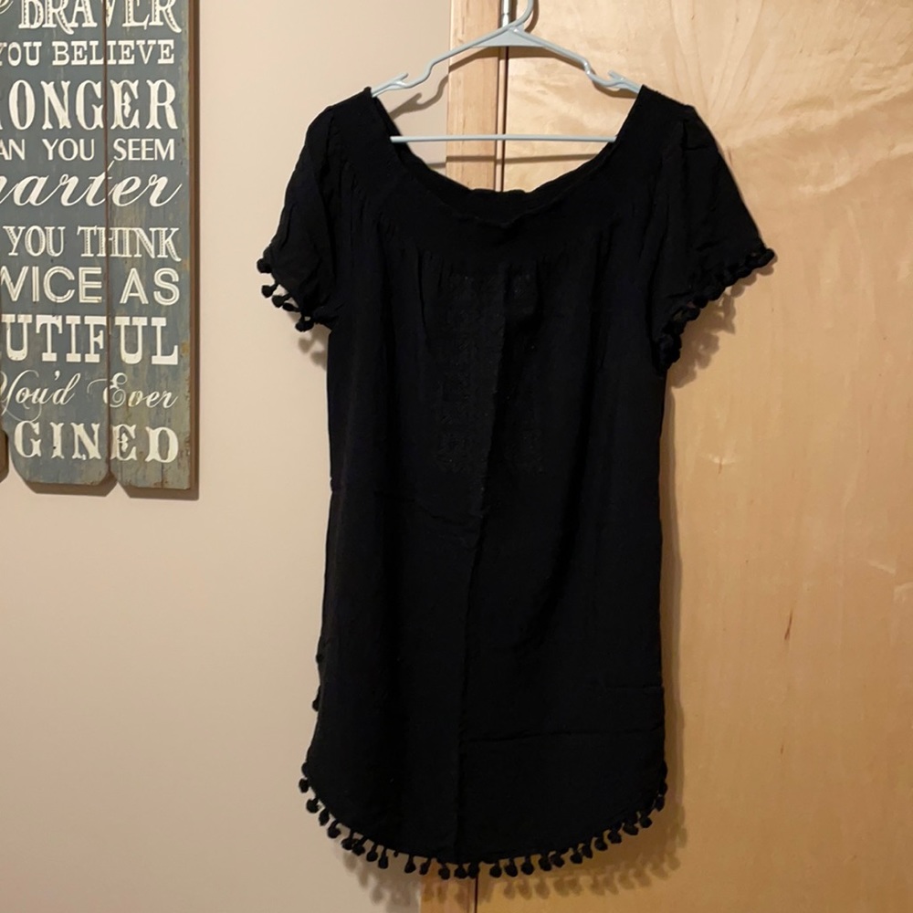 Off the shoulder black dress